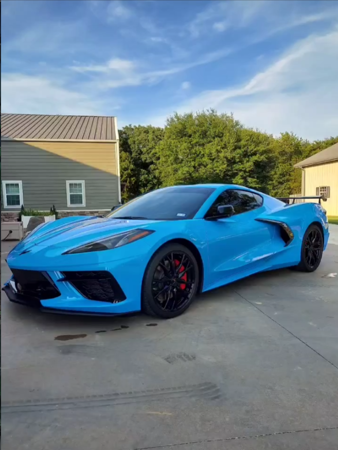 Rapid Blue Chevrolet Corvette C8 after professional exterior detailing