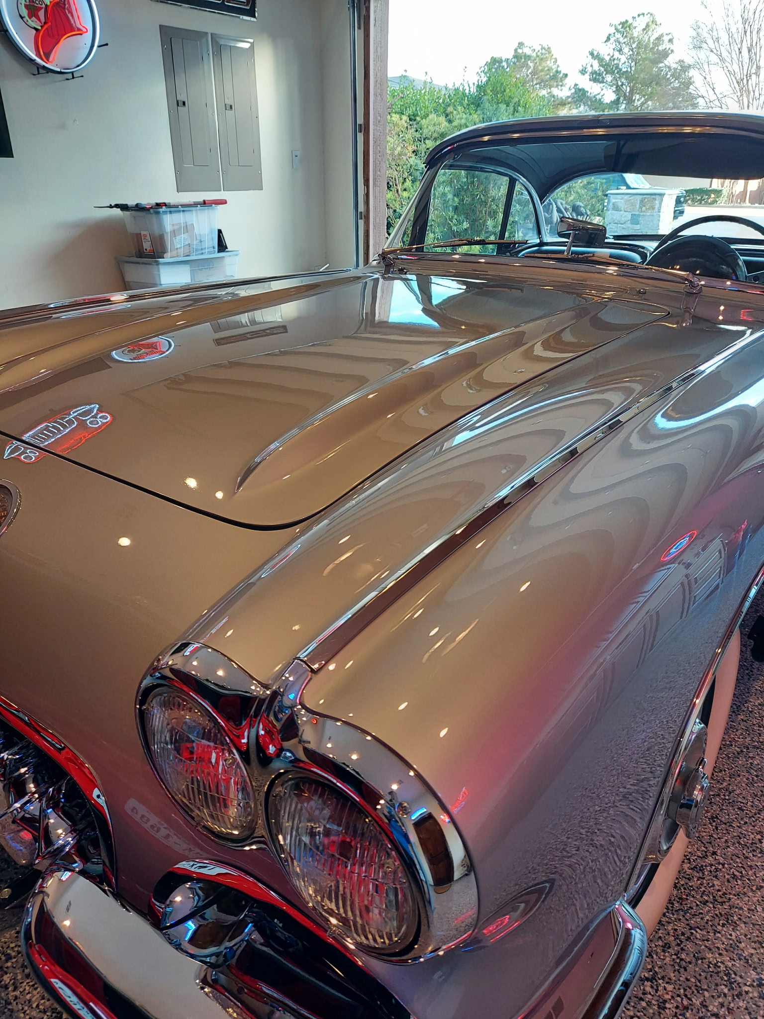 Classic Chevrolet Corvette front end after polishing and detailing