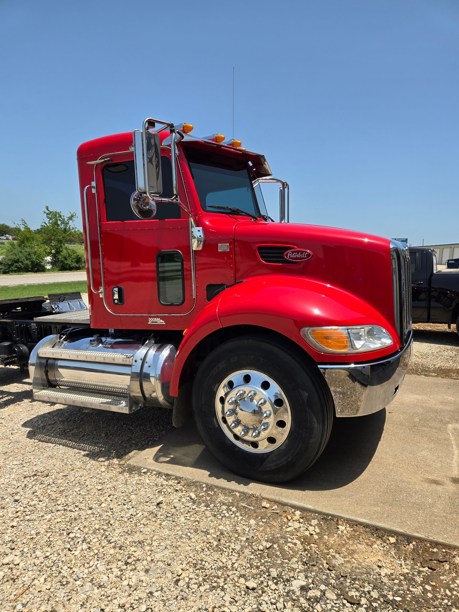 Red Case IH 500 HD tractor after paint polishing and detailing