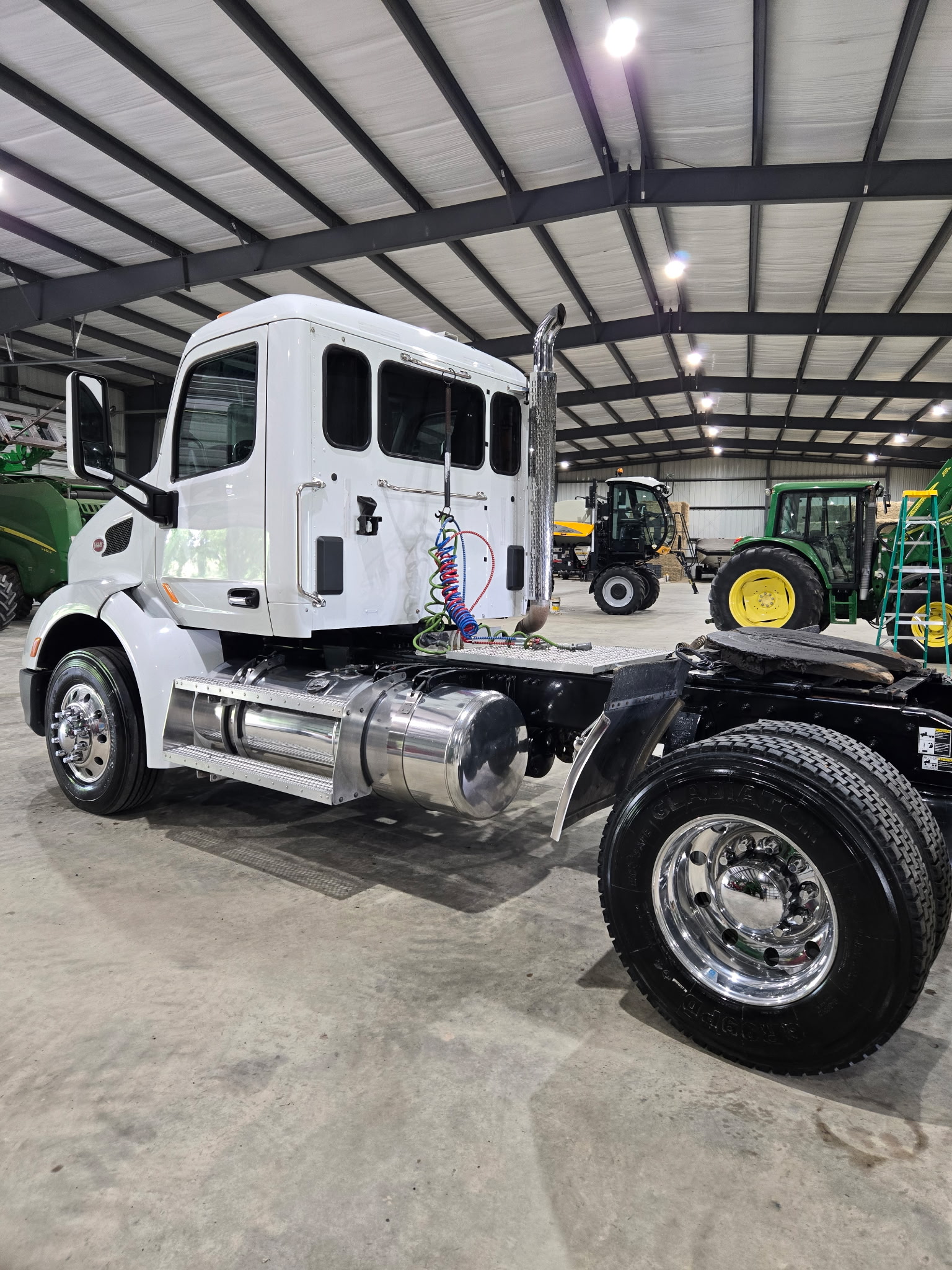 White Peterbilt semi truck after professional exterior detailing